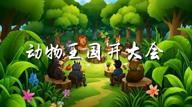 动物王国开大会 童话故事 小学课文原文 儿童卡通 诗歌朗诵配乐伴奏