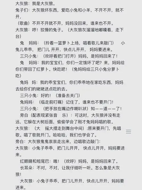 儿童童话剧《小兔子乖乖》表演全记录