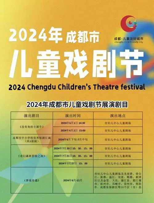 2024年成都市儿童戏剧节6月开启28场儿童剧演出即将上演