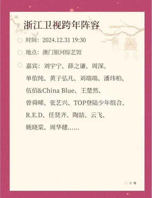 2024跨年演唱会四大卫视嘉宾阵容曝光