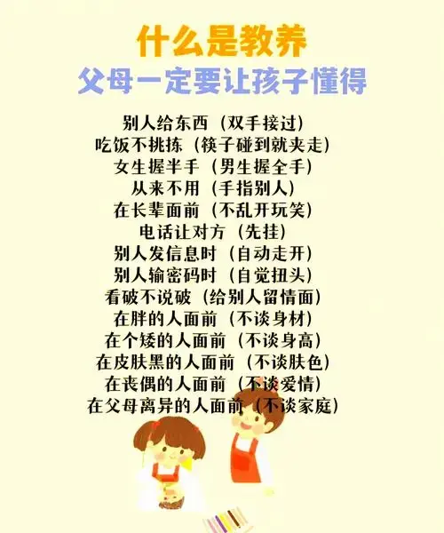 家长必知:孩子必须牢记的10个基本修养