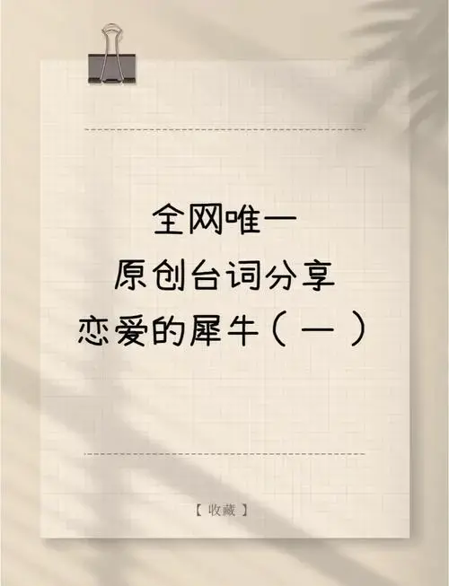 《恋爱的犀牛》经典台词:马路篇
