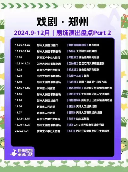 2024年郑州剧场演出全攻略,戏迷必看!
