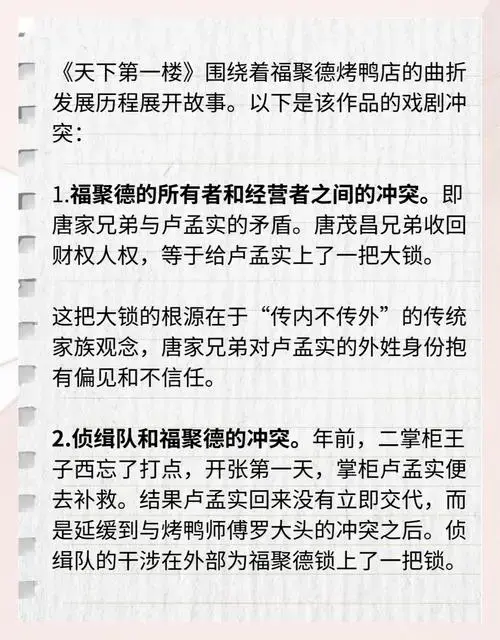 《天下第一楼》戏剧冲突全解析