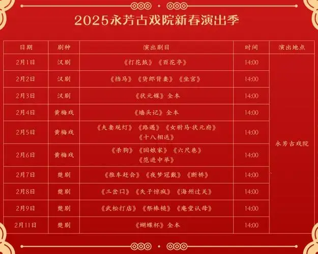 楚剧,京剧,黄梅戏,话剧等形式将轮番上演,欢乐启新春