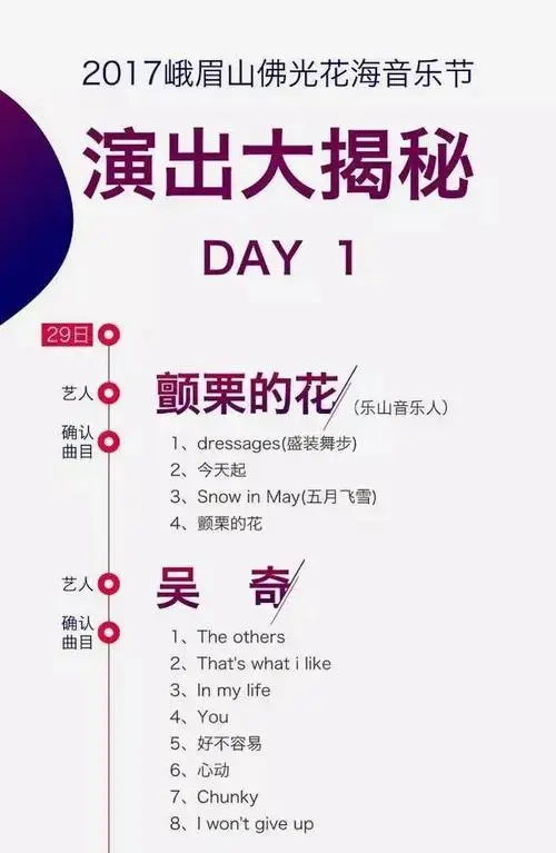 2017佛光花海音乐节首日歌单公布!谭维维/陈粒/光良. .