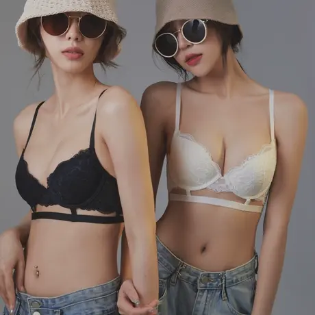 内衣聚拢收副乳防下垂夏季薄款性感上托小胸罩女白色性惑文胸套装商品大图