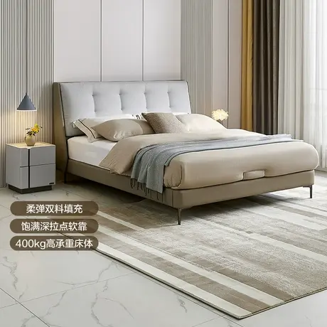 【品牌秒杀】全友家居现代简约布艺床小户型软靠科技布床115005图片