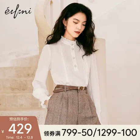伊芙丽百搭雪纺衬衫女2021冬季新款雪纺衫立领气质百搭女士小上衣🐦商品大图