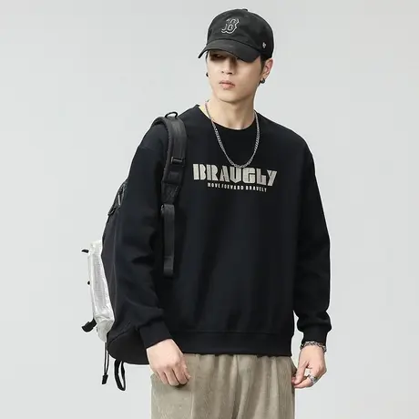 时尚潮牌男士卫衣圆领长袖秋冬款卫衣青春流行印花百搭休闲卫衣图片