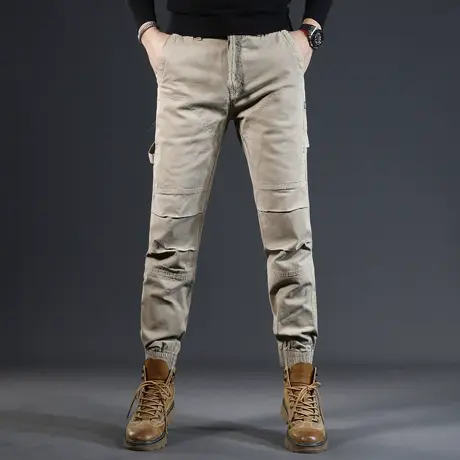 美式休闲工装裤男秋冬款2023新款修身束脚潮牌2023新款男士裤子商品大图