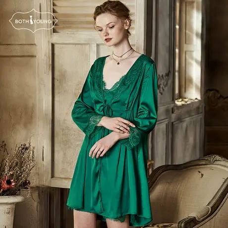 宝诗嫣薄睡衣女蕾丝家居服可外穿春秋性感私房吊带睡裙宫廷风睡袍商品大图