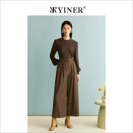 【绵羊毛+山羊绒】YINER音儿女装冬季绵羊毛阔腿休闲裤商品大图