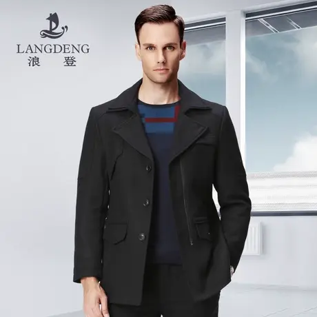 浪登2022冬款男士毛呢大衣中老年休闲茄克衫男装加厚夹克外套男商品大图