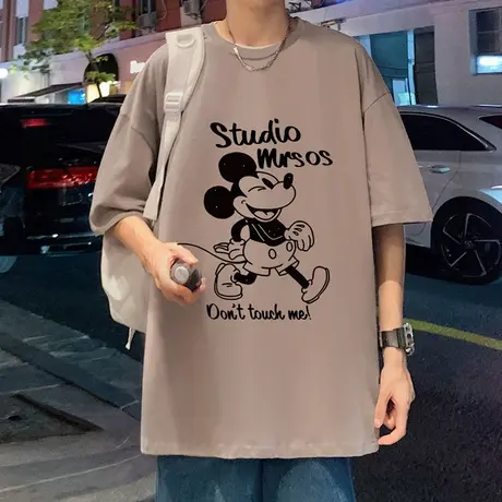 卡通T恤男2024新款夏季短袖纯棉体恤oversize宽松男生半袖上衣潮商品大图