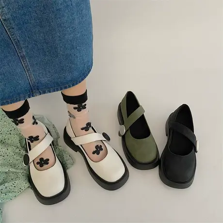 复古百搭玛丽珍鞋女2024年春夏季新款浅口单鞋英伦风粗跟小皮鞋潮商品大图