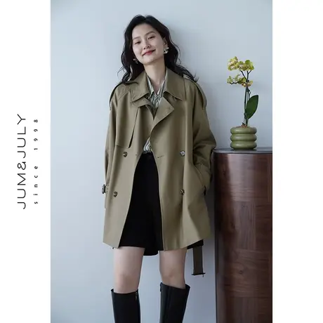 嘉茱莉2023新款高级感风衣女英伦小个子chic中长款外套休闲春秋商品大图