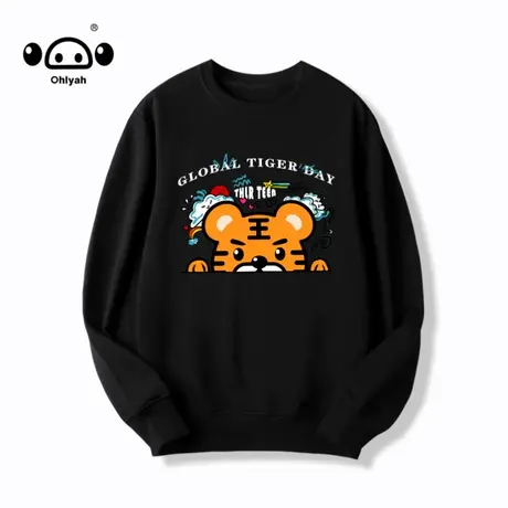 潮牌小众设计感ins潮慵懒风卡通印花纯棉无帽卫衣女宽松秋季上衣商品大图