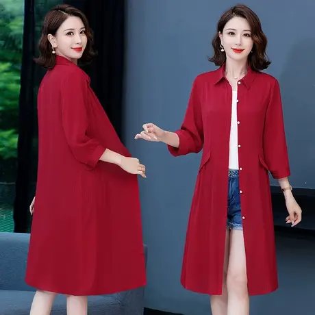 女士开衫薄款雪纺衫中长款夏冰丝宽松百搭防晒外搭空调衫披肩外套商品大图