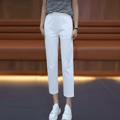 西装裤女夏季哈伦裤垂感高腰休闲裤显瘦薄款八分裤时尚百搭法棍裤图片