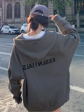 拉链开衫卫衣女连帽休闲宽松oversize潮牌小众高街ins外套春秋款图片