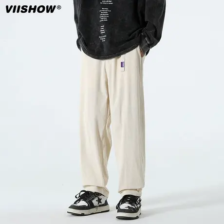 VIISHOW休闲裤男美式复古高街宽松抽绳直筒运动裤秋季男装裤子潮商品大图