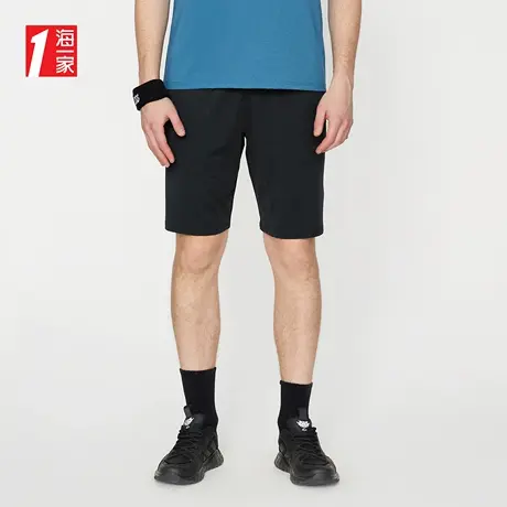 海一家抽绳松紧腰工装五分裤2023夏季新款简约印花休闲中裤男图片