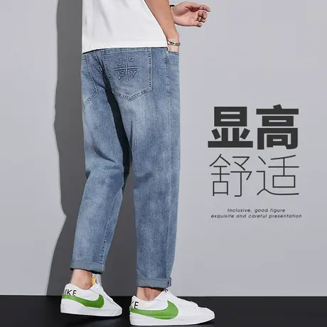 日系港风夏天浅色九分牛仔裤男款男士夏季薄款2023新款休闲男裤子商品大图