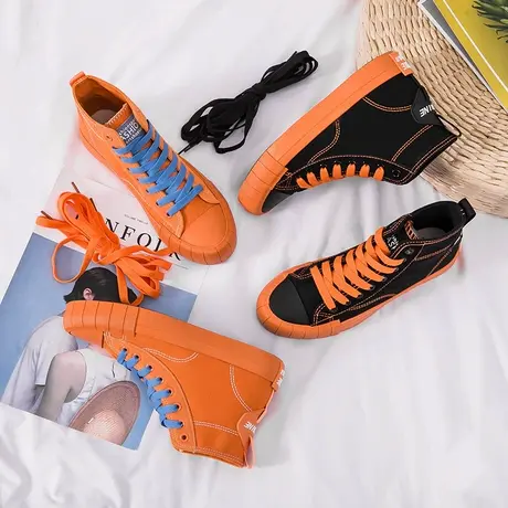 鞋子女2020潮鞋新款网红高帮帆布小白鞋秋季新款韩版百搭板鞋超火图片