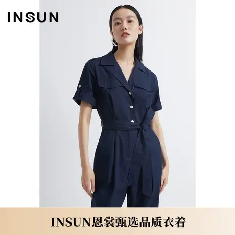 INSUN恩裳夏季纯棉工风透气立体挺括连体裤图片