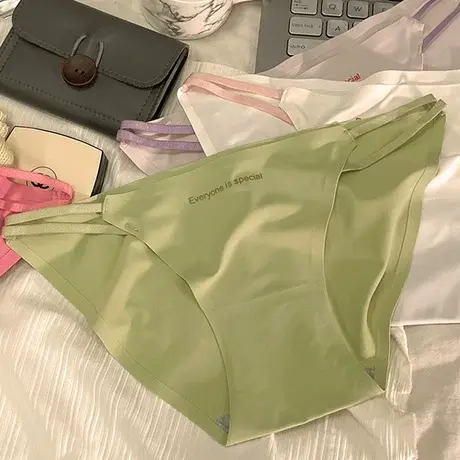 少女内裤纯欲风冰丝透气夏季薄款字母细带三角短裤纯棉裆日系低腰商品大图
