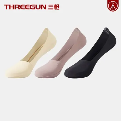 THREEGUN/三枪女士隐形船袜无痕丝光棉袜贴片防掉跟袜子夏季薄款商品大图