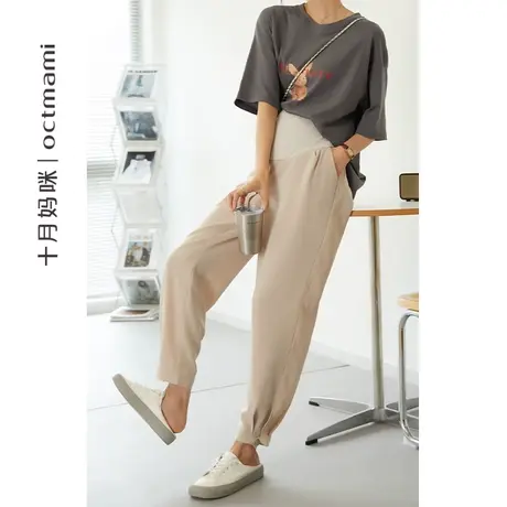 十月妈咪孕妇裤夏季薄款垂感外穿宽松运动怀孕期托腹外出裤子夏装商品大图
