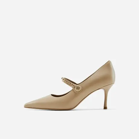 Nine West/玖熙2024年春季新款高跟鞋女尖头一字扣带浅口细跟单鞋图片