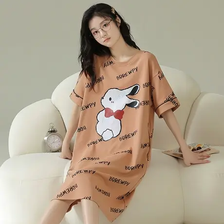 南极人睡衣网红风纯棉夏季短袖睡裙女款可外穿家居服2023年新款夏商品大图