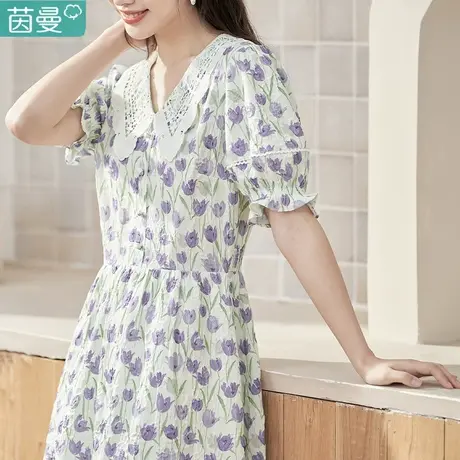 茵曼官方旗舰店官网碎花裙女2023夏季新款短袖连衣裙气质长裙子商品大图