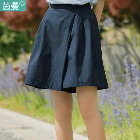 茵曼官方旗舰店夏天裤子阔腿休闲五分高腰裤裙百慕大短裤夏季薄款图片
