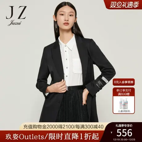 JZ玖姿职业通勤休闲外套女装2022秋季新款枪驳领设计感气质西装图片
