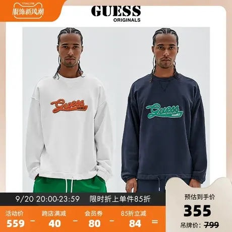 GUESS Originals男休闲百搭字母oversize印花长袖卫衣M2YQ23K9YI1图片