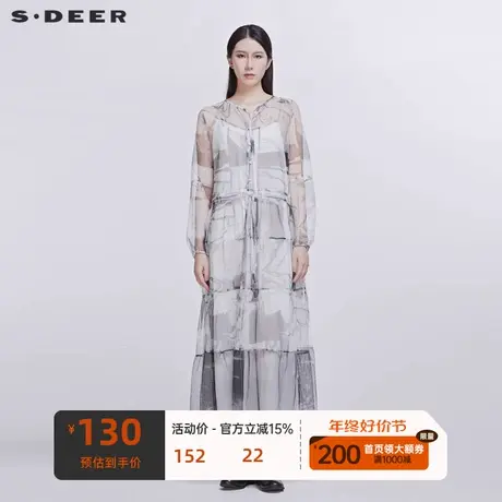 sdeer圣迪奥女优雅神秘雪纺纱连衣裙最是少女仙气长裙S20181221图片