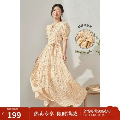 【商场同款】茵曼小雏菊印花连衣裙女夏季新款波西米亚风裙子图片