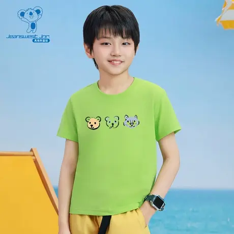 NZ真维斯童装2025夏季新款男女童同款透气圆领短袖T恤儿童印花图片