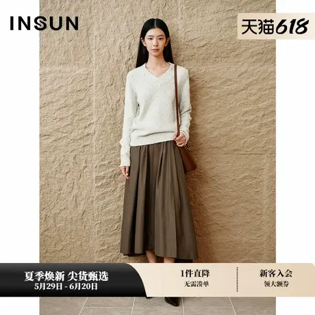 INSUN恩裳秋季宽松结子纱羊毛针织衫商品大图