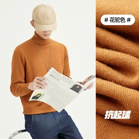 男士高领毛衣秋冬新款潮流修身内搭打底针织衫潮男帅气毛绒衫上衣商品大图