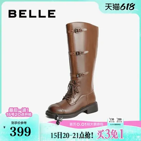 百丽长靴鞋子西部靴机车靴骑士靴女鞋新款冬季长筒靴子B2249DG4图片