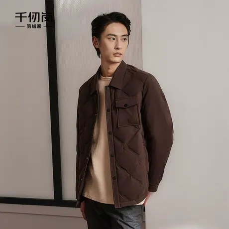 千仞岗秋季男士翻领短款羽绒服休闲轻薄潮流保暖外套I商品大图