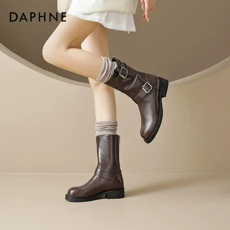 达芙妮西部牛仔靴女新疆旅游短靴2025新款夏季美拉德棕色中筒短靴商品大图