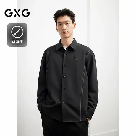 GXG男装 休闲衬衫25年秋新款明线休闲外套宽松上衣#G25D033055图片