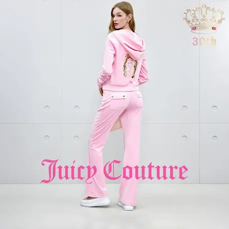 Juicy Couture【30周年系列】橘滋25秋新款零压弹力丝绒休闲裤女商品大图