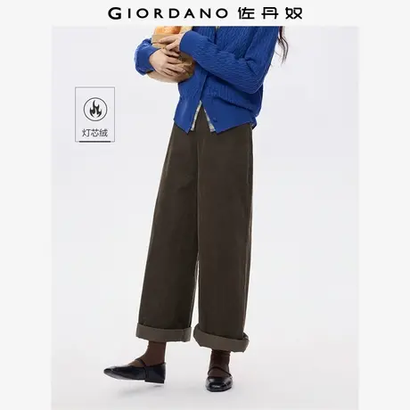 佐丹奴裤子女装纯棉灯芯绒中腰梭织阔腿休闲长裤 13415677商品大图